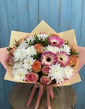 Букет цветов из:  Розы, Герберы и Хризантемы #REPLACE_PRED# Суходоле