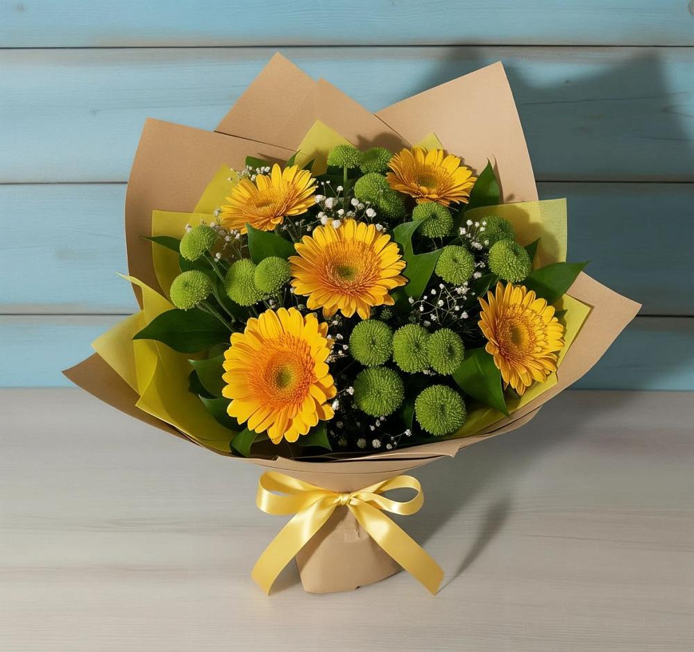 Букет цветов из: Герберы и Хризантемы в Суходоле