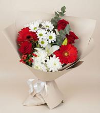 Букет цветов из:  Розы, Хризантемы, Герберы и Лилии в Суходоле