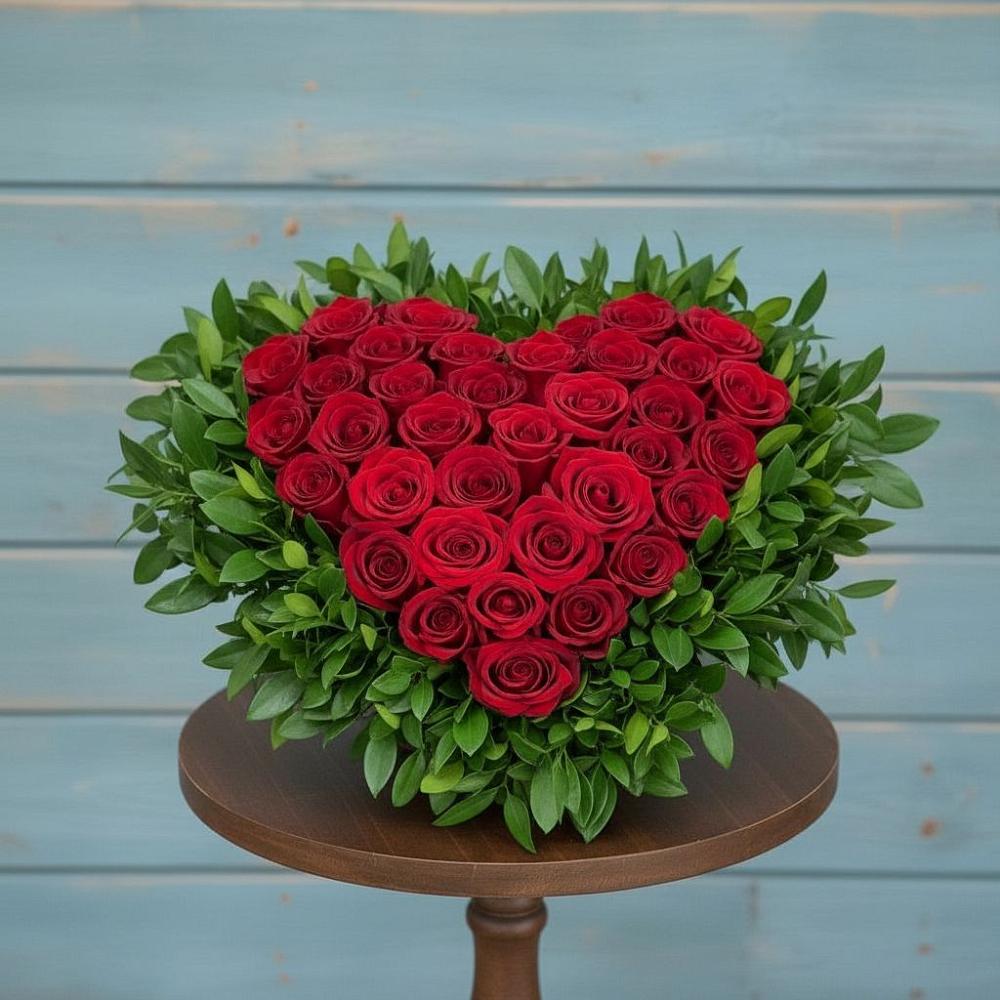 Цветочная композиция из Розы в виде сердца в Суходоле