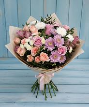 Букет цветов из:  Хризантемы, Розы и Альстромерии в Суходоле