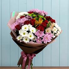 Букет цветов из:  Розы, Хризантемы и Альстромерии #REPLACE_PRED# Суходоле