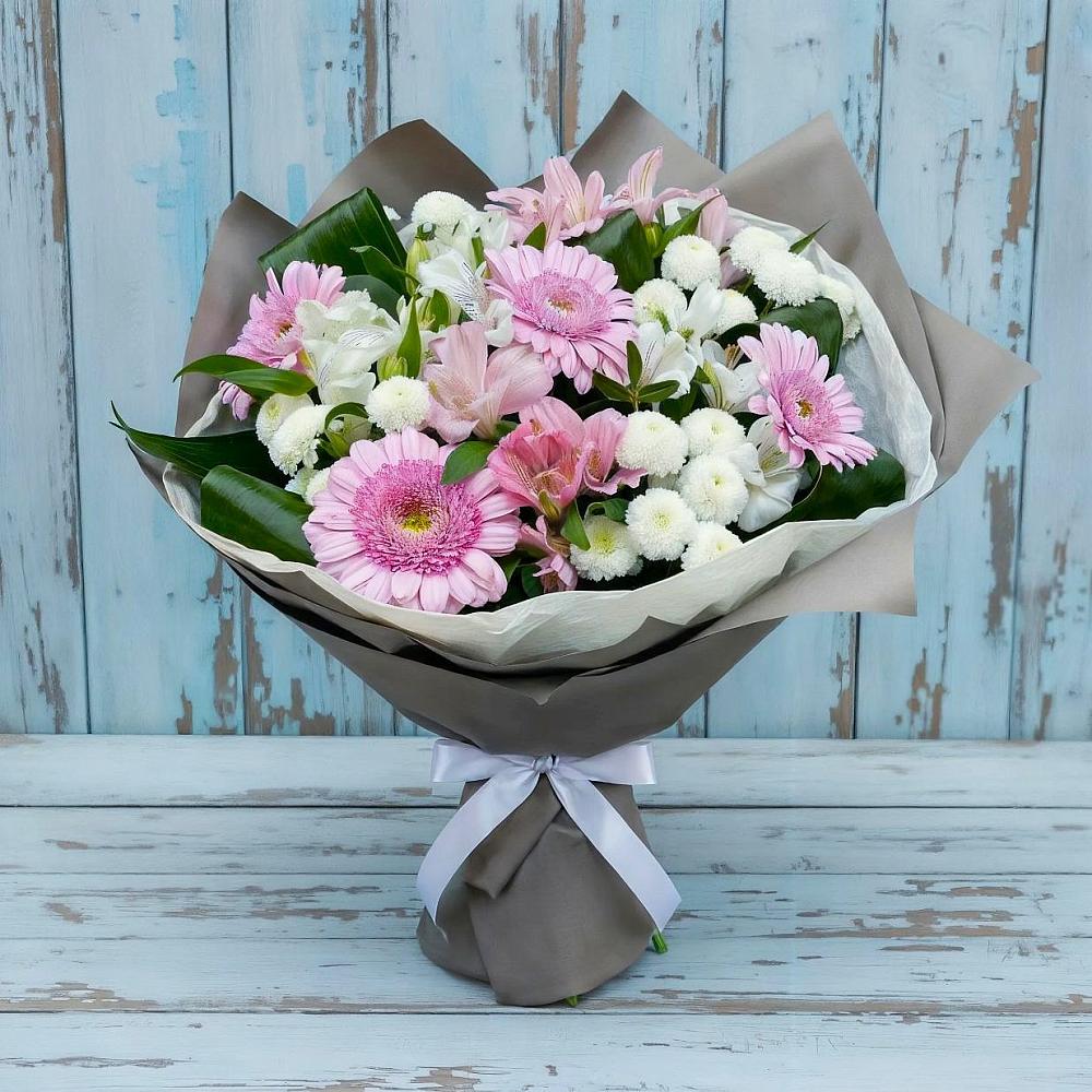 Букет цветов из: Герберы, Альстромерии и Хризантемы в Суходоле